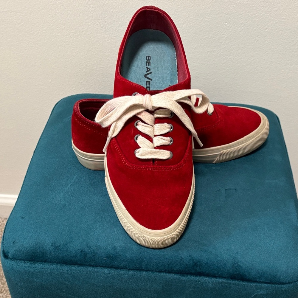 SeaVees Women's Red Suede Sneakers